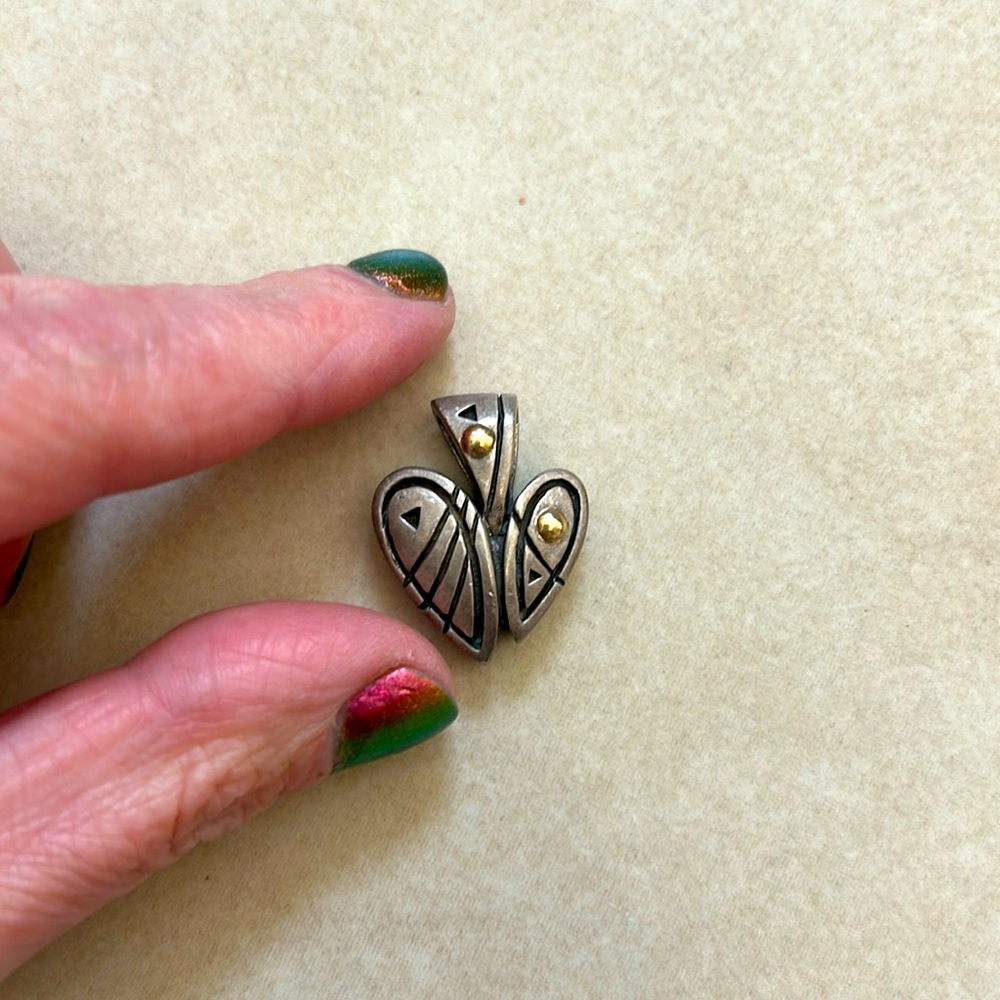 John Atencio sterling silver and 18 K gold heart pendant